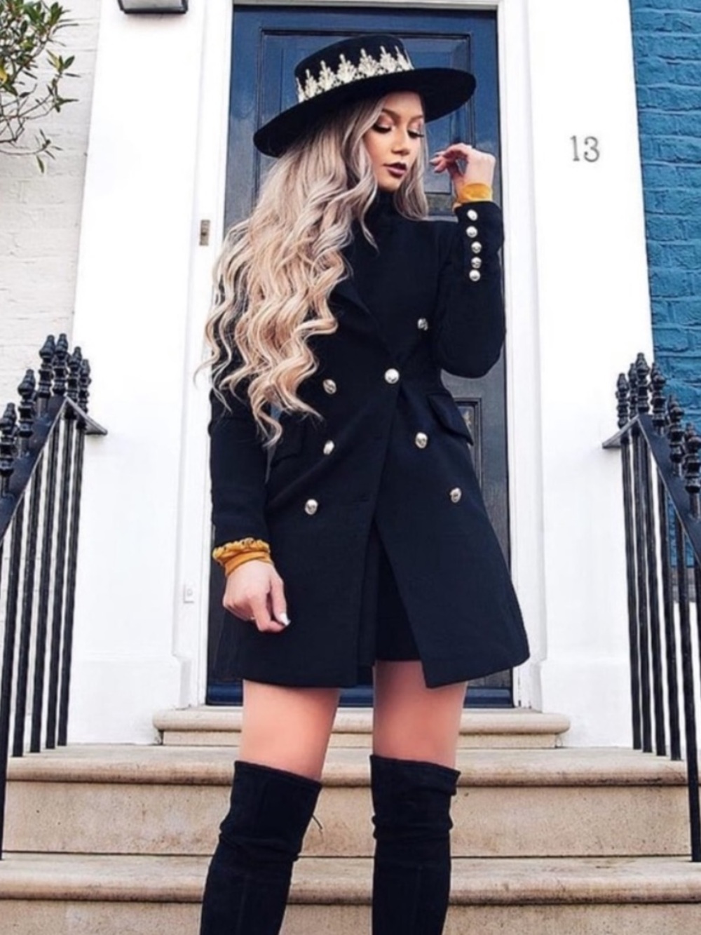 Lulus Captain's Blog Black Double-Breasted Coat Size S